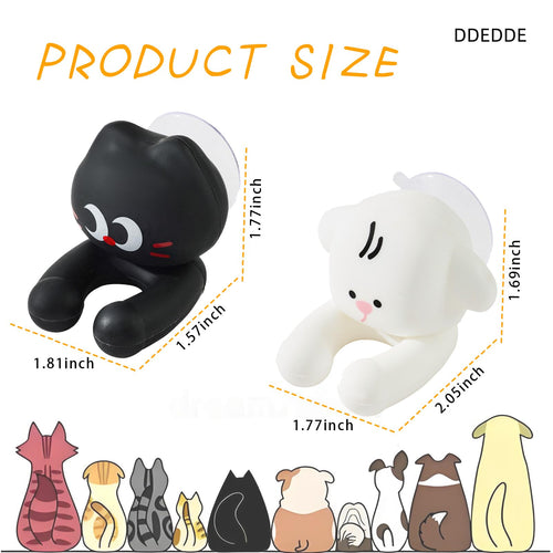 2 PCS Kids' Bathroom Toothbrush Holder,Suction Mount Silicone Toothbrush Holder,Cute Cartoon Cat and Dog Design, Perfect for Kids and Families