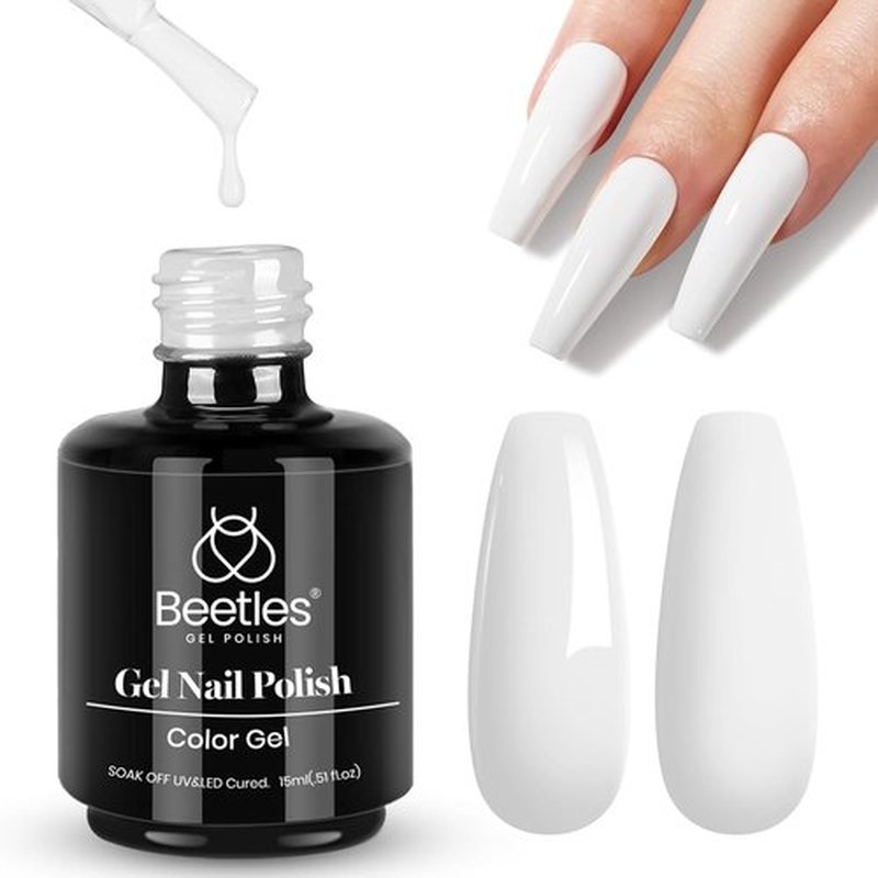 Beetles White Gel Nail Polish - 15ml Soak Off UV Gel for French Nail Art | Perfect for DIY Manicures