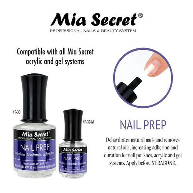 Mia Secret Nail Prep Dehydrator - Acid-Free Formula for Enhanced Bonding | 15ml