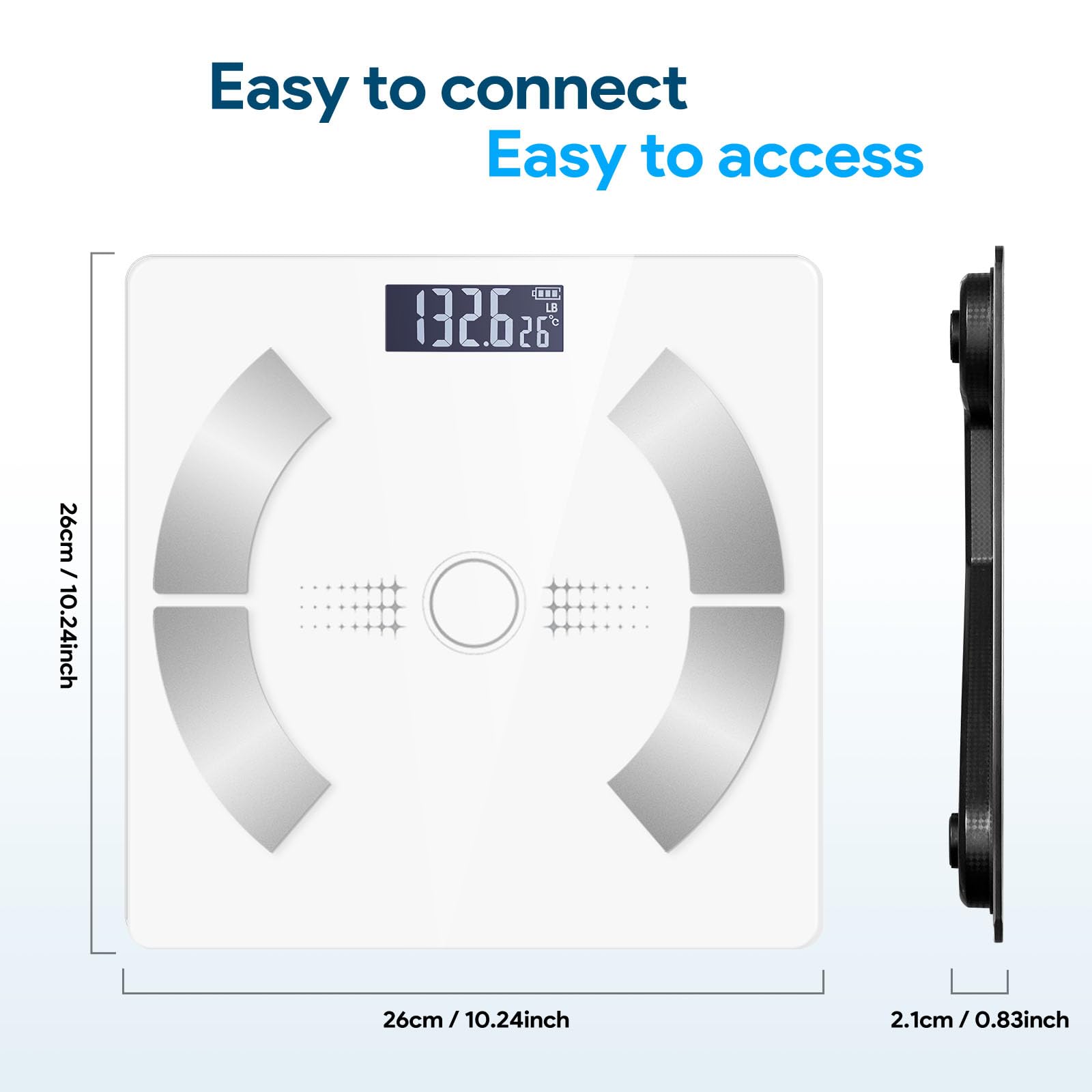 Smart Scale for Body Weight, Bathroom Digital Weighing Scale with BMI, Body Fat, Muscle Mass, Accurate Bluetooth Home User Health Equipment Sync Apps【White】