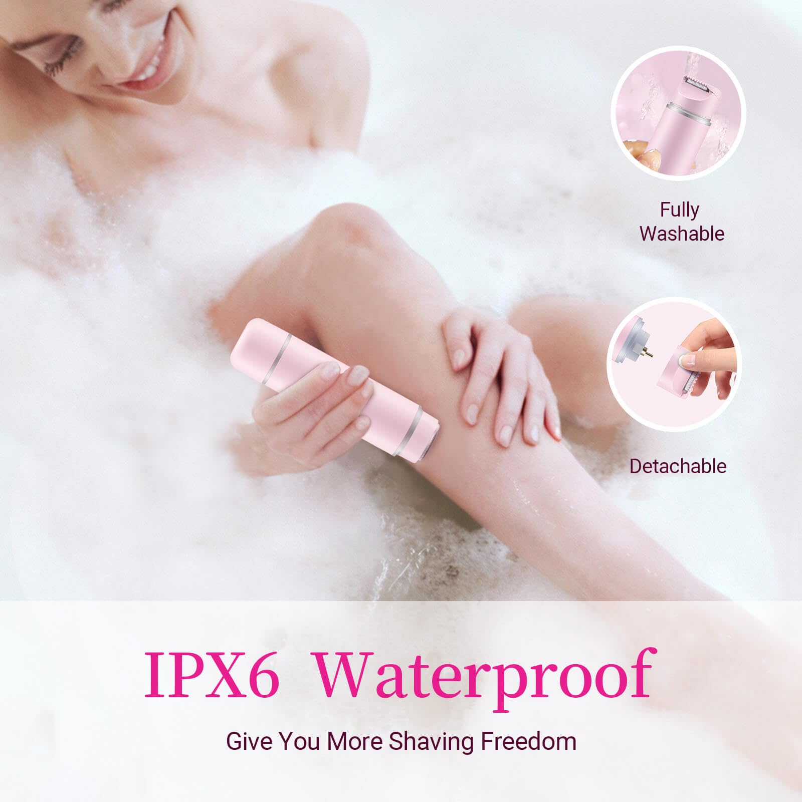 Unimiko 2-in-1 Bikini Trimmer for Women – Electric Shaver for Women, Womens Electric Razor & Trimmer for Sensitive Skin, Adjustable Comb, 100% Waterproof, Portable, USB Charge, Painless (Red)