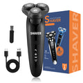 Electric Razor for Men - Rechargeable Shaver 3D Precision Blades with Pop-up Trimmer - Rotary Cordless Shavers Washable Gentle on Sensitive Skin for Beard Sideburn Face with Travel Lock Men Gift