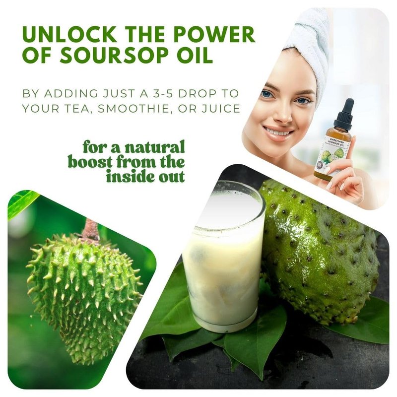 Virgin Soursop Oil (Anona Muricata, Graviola, Guanabana) – 100% Pure, Organic, Cold-Pressed, Unrefined – 1oz - 30ml – Natural Facial Oil & Moisturizer for Dry, Damaged, or Sensitive Skin.