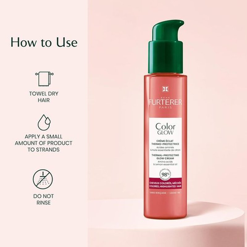 René Furterer Color Glow Cream - Thermal-Protecting Formula with Amino Acids & Lemon Oil, 3.3 fl oz