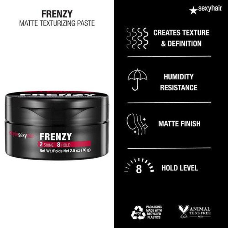 SexyHair Style Frenzy Matte Texturizing Paste - 2.5 Oz | Adds Fullness, Texture & Definition