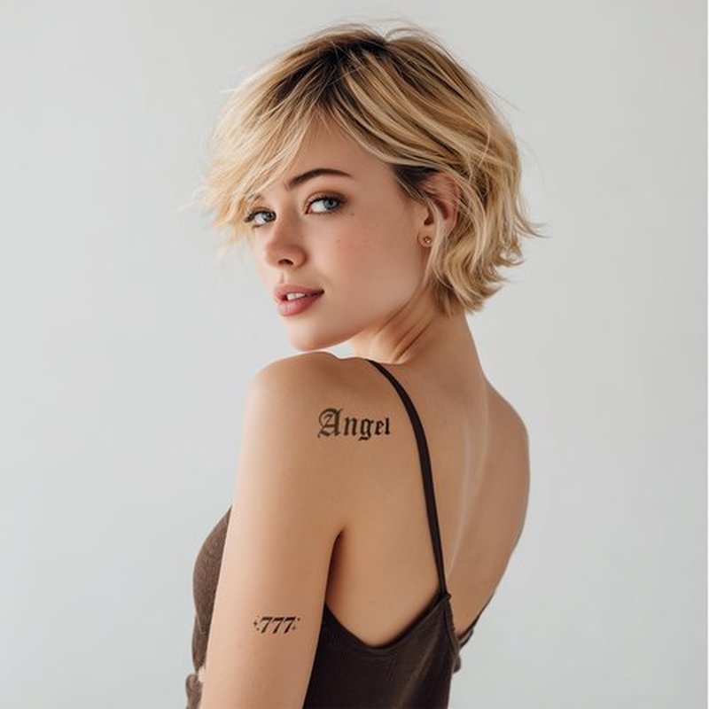 Pixel Hearts Sassy Script Temporary Tattoos | Y2K Gothic Words and Angel Numbers | Realistic Waterproof Fake Tats | Angel, Brat, Princess, Babygirl, Diva