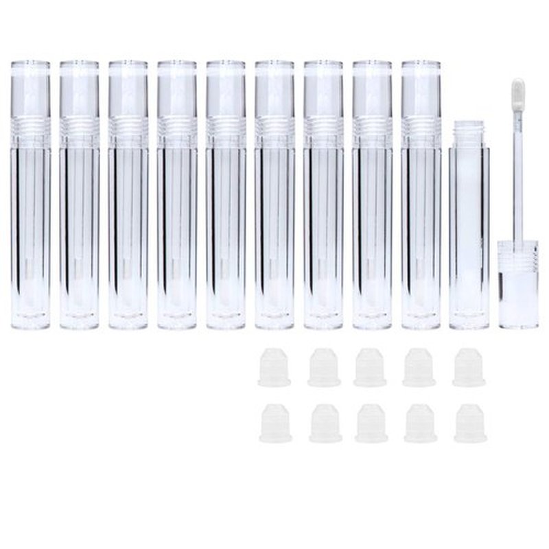 Snowso Lip Gloss Tubes with Wand Empty, 10 Pack 5ml Transparent Lip Gloss Containers, Clear Crystal Lip Gloss Tubes with Rubber Stoppers for DIY Lip Gloss