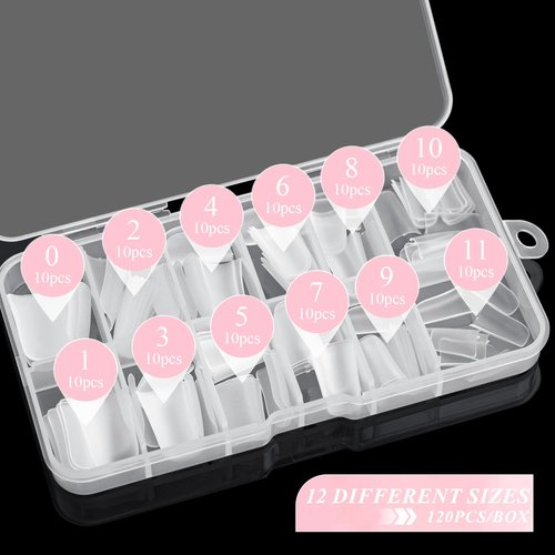 Moxluck Stiletto Nail Tips,Soft Gel Almond Half Cover False Nails Clear Acrylic Press on Nails 120Pcs, Soft Gel Nail Tips Extension False Tips for Nail Salons and DIY Art at Home (SET-5)