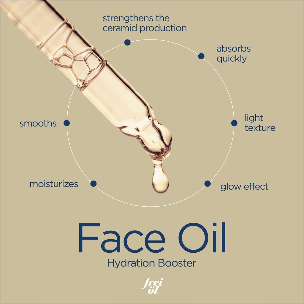 frei öl facial oil – visibly smooth skin – with vitamin E & omega-6 fatty acids – moisturising facial care – vegan – 30 ml / 1.01 fl oz