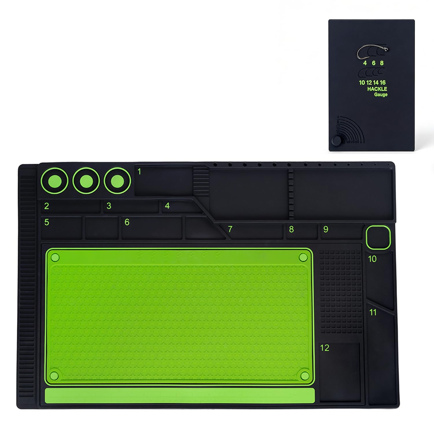 Ussuris Magnetic Silicone Fly Tying Mat, Storage Tools and Hooks,Tying Material and Bead Measuring Guide Fly Fishing Tying Organizer