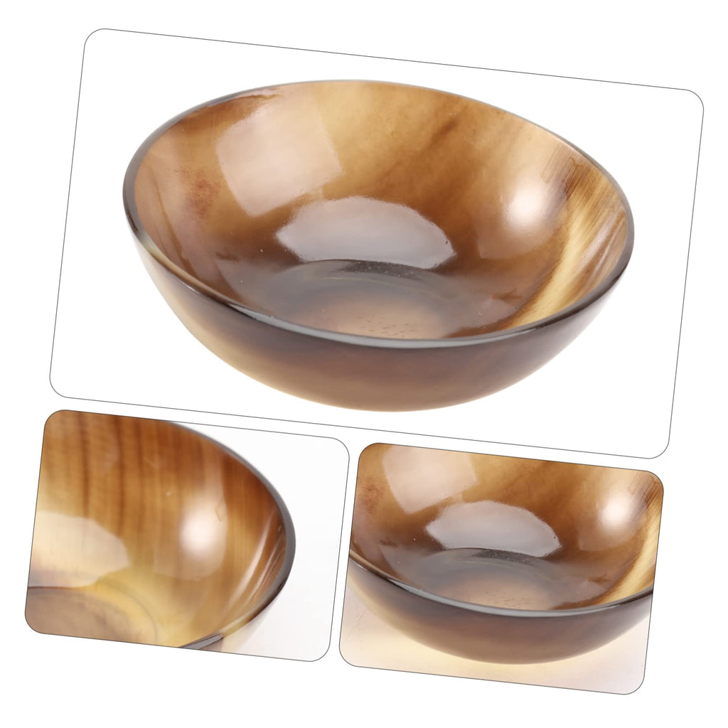 Healifty Natural Yak Horn Shaving Bowl for Men, 3 Inch Shave Soap Lather Mug Hand Carved Viking Decor Mixing Dish for Travel Grooming Kit