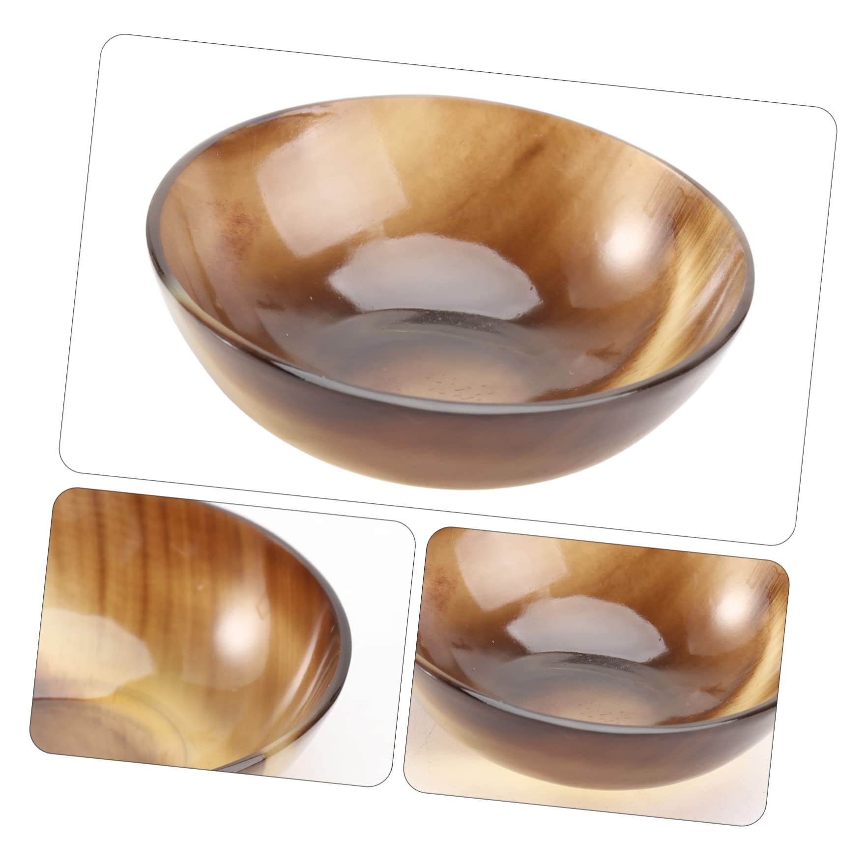 Healifty Natural Yak Horn Shaving Bowl for Men, 3 Inch Shave Soap Lather Mug Hand Carved Viking Decor Mixing Dish for Travel Grooming Kit