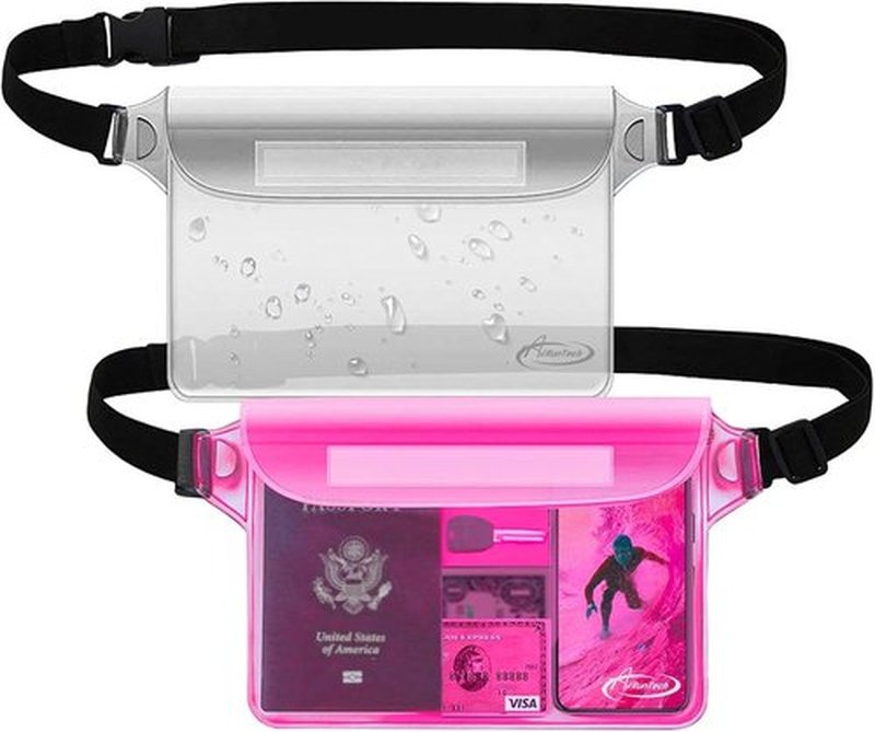 AiRunTech Waterproof Pouch - 2 Pack Waist Strap for Safe, Dry Phone & Valuables | Ideal for Beach, Boating, Swimming & Water Activities
