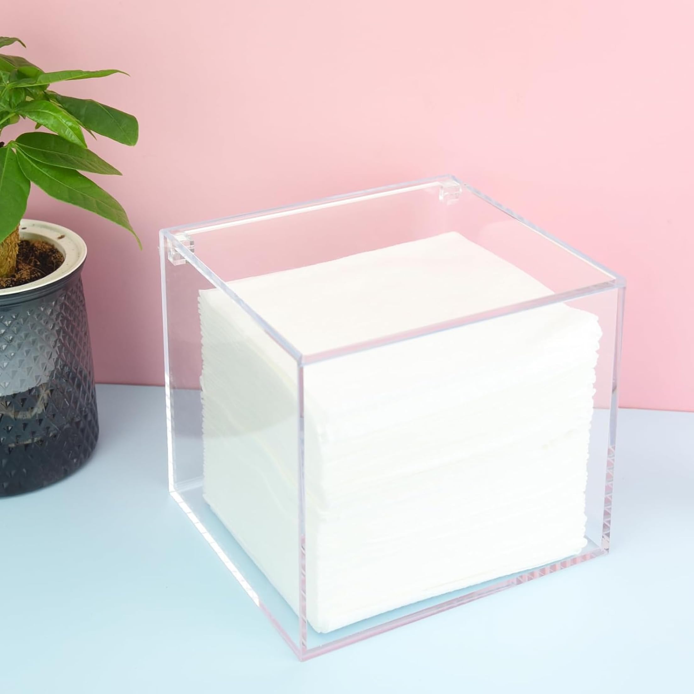 KissYou Acrylic Boxes with Hinged Lid Small Lucite Boxes Clear Display Box for Birthday Wedding Graduation Party Decoration Plastic Storage Boxes