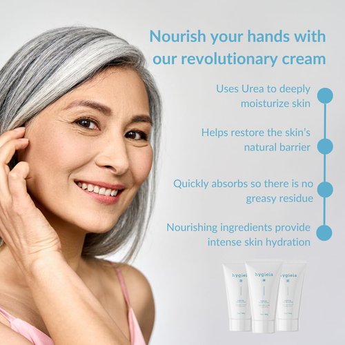 Hygieia + Crepey Hand Repair Cream – Day & Night Care for Dry, Thin, Cracked Hands – Shea Butter & Aloe – Deeply Nourishing, Non-Greasy, Fast Absorbing Anti-Aging Cream, 3oz (3 Pack)