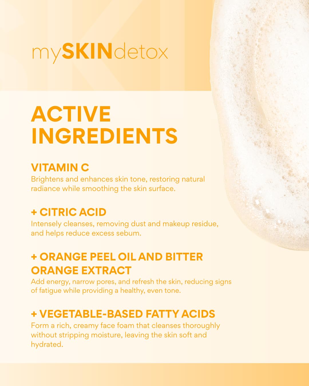 MIYA Cosmetics Vitamin C Foaming Face Wash Gentle Brightening Cleanser for Sensitive Skin, Pore-Minimizing & Refreshing Daily Formula mySKINdetox 3.4 oz