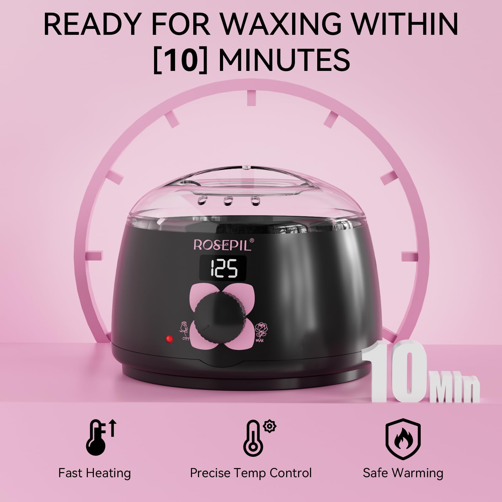 Rosepil Waxing kit for Women - Wax Warmer with Smart Temp Control, 6 Packs (3 Colors) Wax Beads for Targeted Hair Removal - Ideal for Body, Bikini, face, Home Salon Use