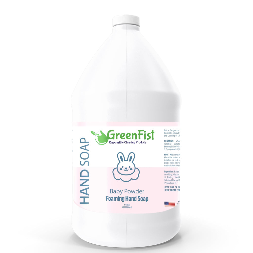 GreenFist Foaming Hand Soap Refills Baby Powder Scent Jug Foam Refill Made in USA, 128 ounce (1 Gallon)