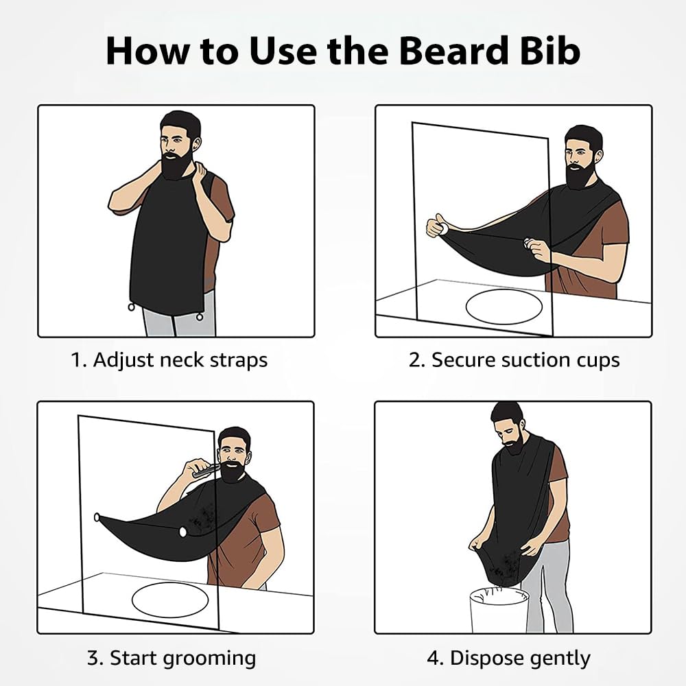 Beard Trimming Catcher Bib, Beard Bib Hair Catcher Apron, Men's Shaving Catcher Cape, Grooming Gifts for Men