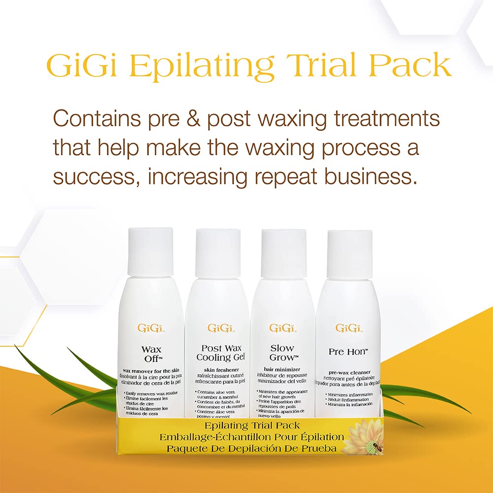 GiGi Post Waxing Essentials Kit, Pre & Post Wax Care Set, Skin Prep & Aftercare for Smooth Hair Removal, with Honey, Aloe Vera, and Argan Oil, 2 oz Each