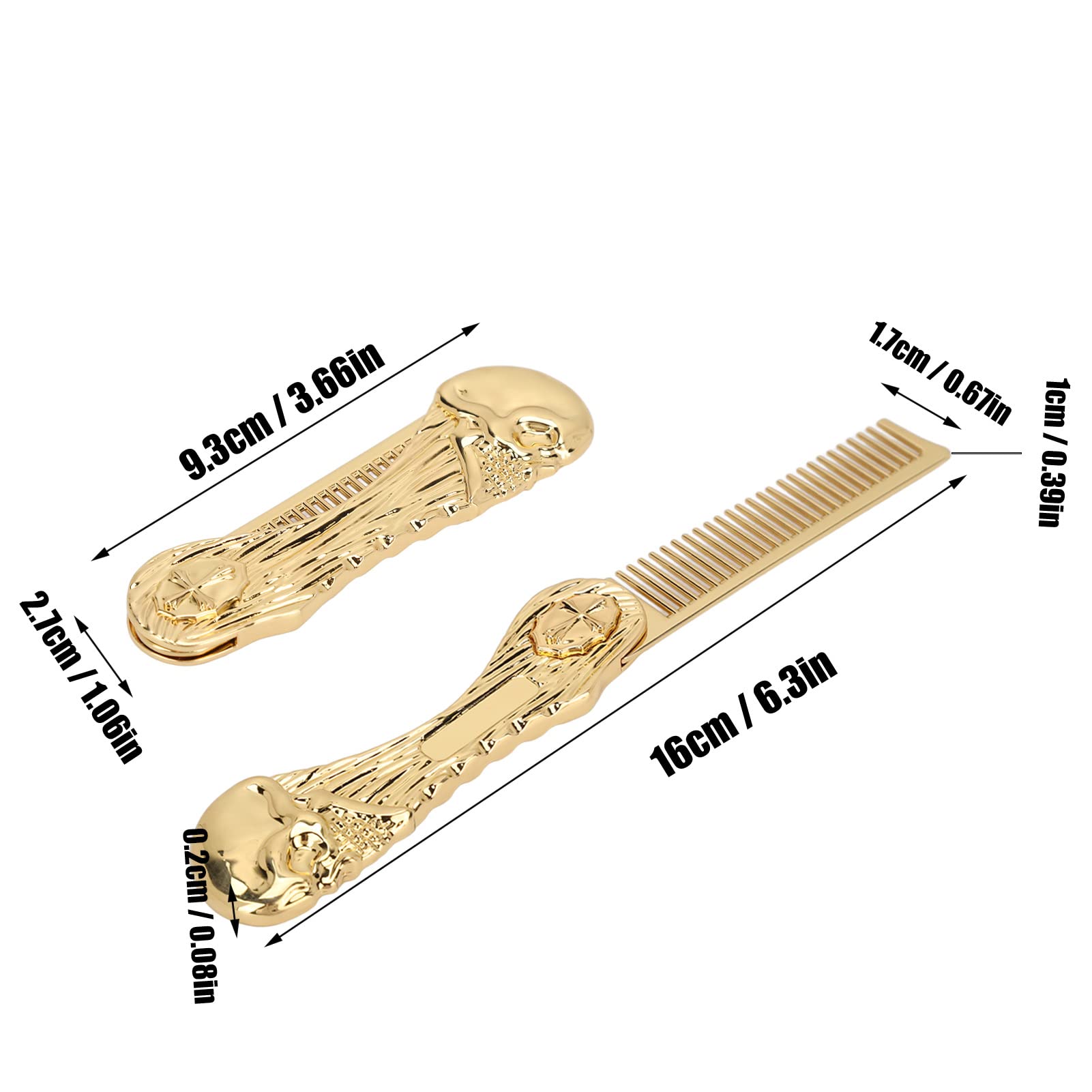 Foldable Hair Comb for Men & Women – Anti-Static Zinc Alloy Pocket Hairdressing Brush, Mini Beard & Mustache Styling Tool, Folding Barber Hair Comb for Travel, Home & Salon (Gold)