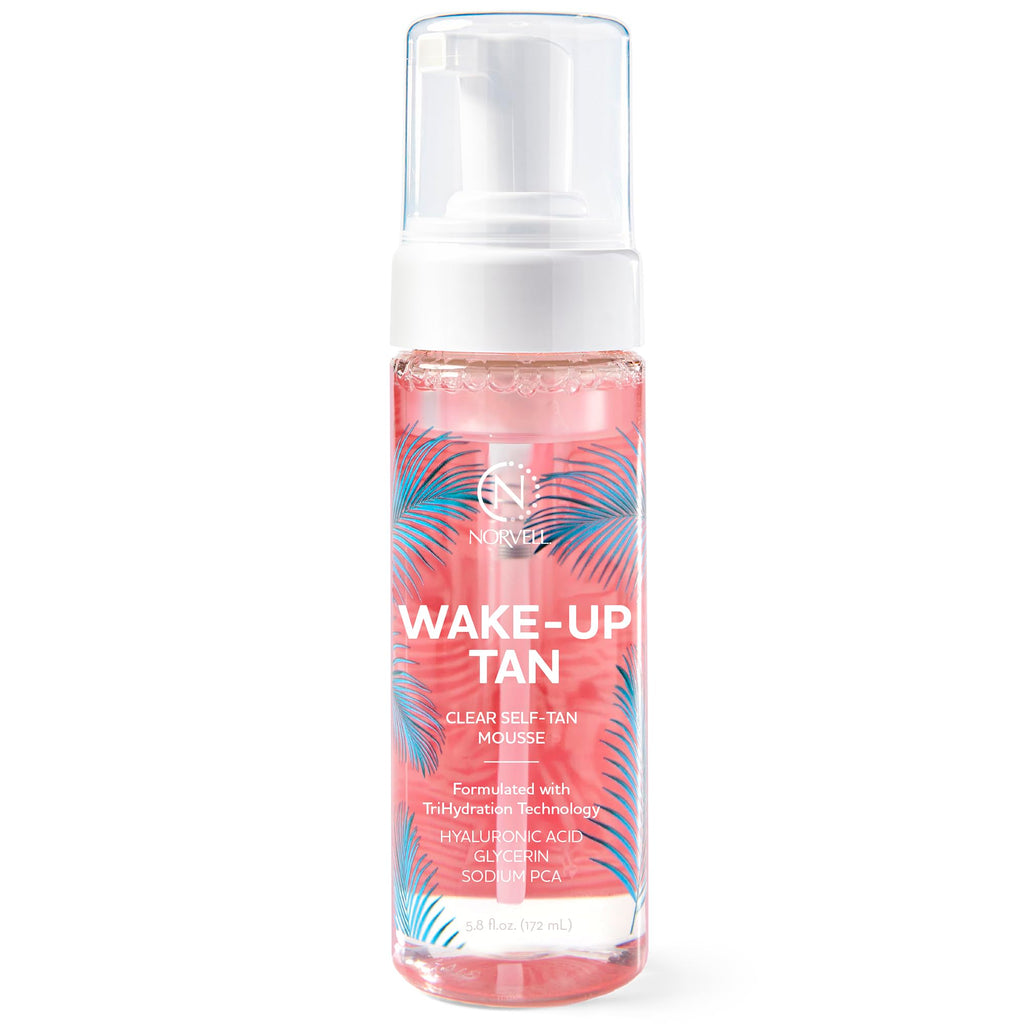 Norvell Wake-Up Tan Clear Water Mousse, 5.5 oz Overnight Self Tanner, Bronzer-Free Gradual Sunless Tanning Foam for Face & Body, No Transfer