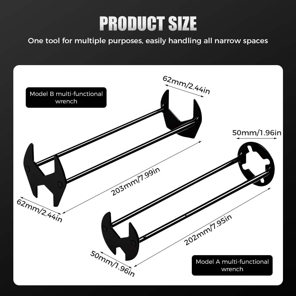 NOGCAW 2 Pcs Multifunctional Sink Wrench, Sink Wrench Faucet Tool Plumbing Tool, Under BasinSink FaucetWrench Tight Spaces for Kitchen and Bathroom (2pcs)
