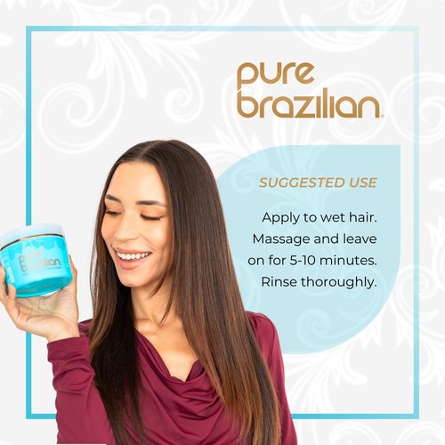 Pure Brazilian Deep Conditioning Masque - Nourishing Hair Treatment with Keratin & Acai, 8 Fl Oz