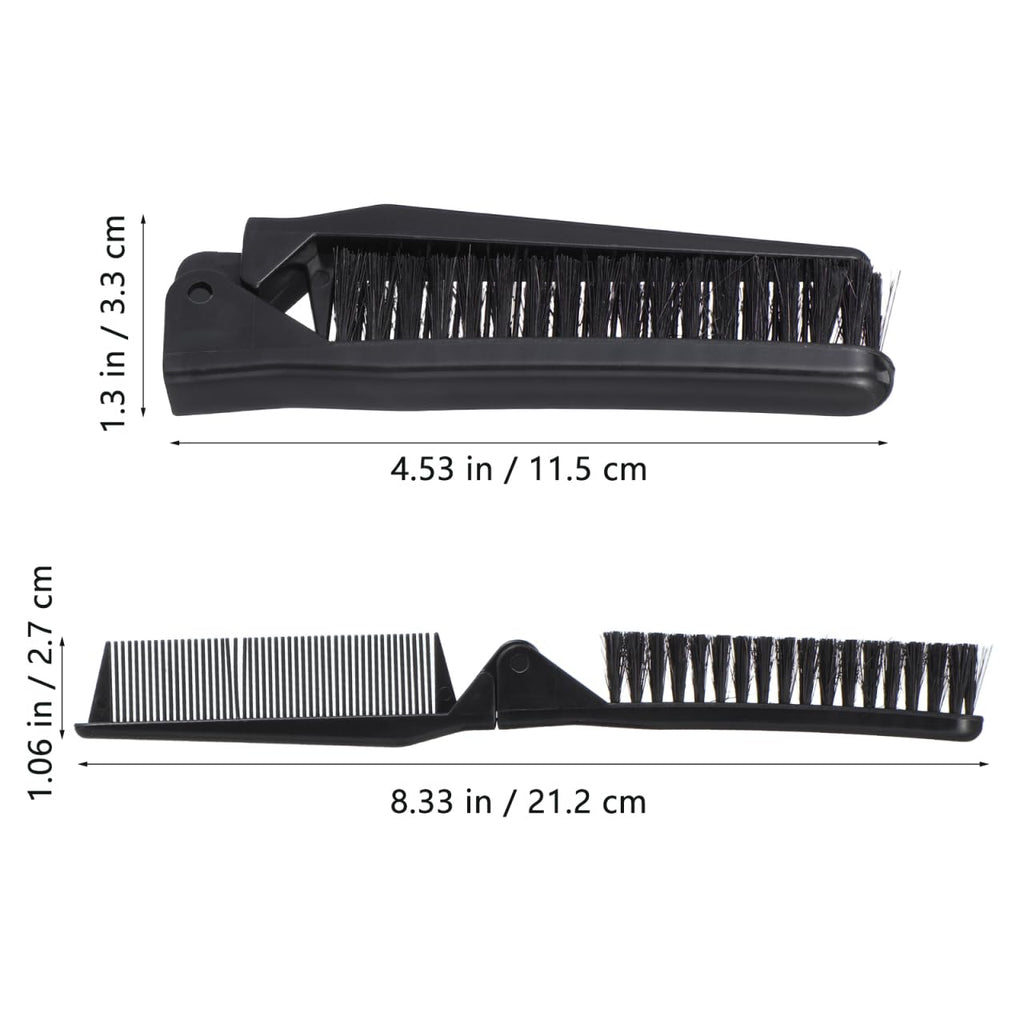 MAGICLULU 2Pcs Travel Foldable Brush, Dual Headed Folding Comb Brush with Bristles, Portable Edge Control Beard Grooming Hairbrush for Men Slick Back Women Purse Pocket Gym Hair Styling Tool