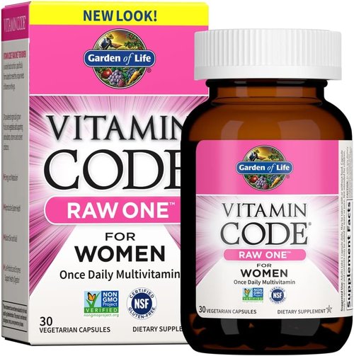 Garden of Life Multivitamin for Women - Vitamin Code Raw One, Whole Food Probiotics, 30 Capsules