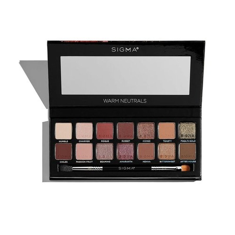 Sigma Beauty Warm Neutrals Eyeshadow Palette | 14 Highly Pigmented Shades in Matte, Shimmer & Metallic Finishes