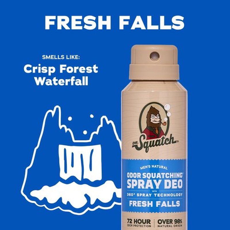 Dr. Squatch Natural Men’s Deodorant - Quick-Dry, Aluminum-Free, Dermatologist-Tested - Fresh Falls, 4oz (2-Pack)
