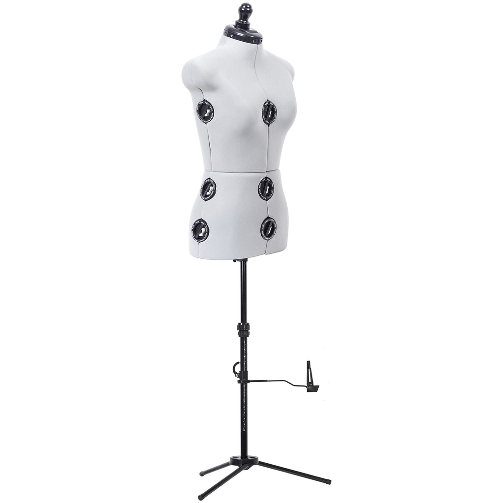 Dritz Twin-Fit Adjustable Dress Form - Small Sizes US 4-10 - Female Clothing Mannequin for Sewing, Fitting, and Draping - Pinnable Sewing Mannequin with 13 Dials for Fitting + 360 Hem Guide
