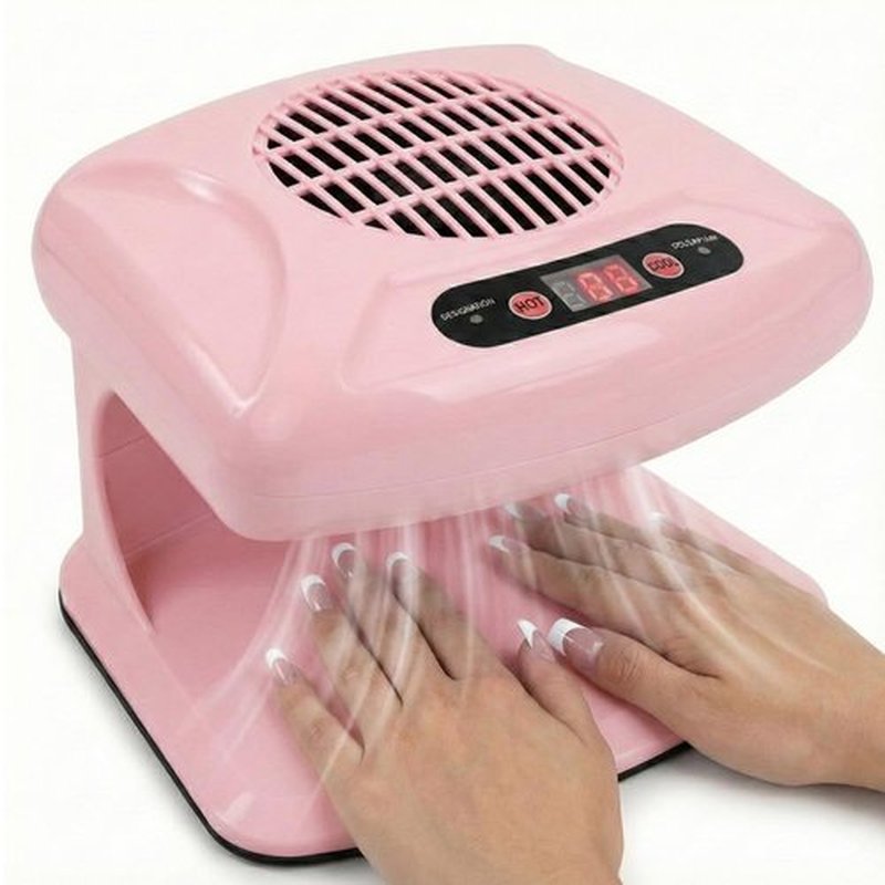 Air Nail Dryer, Pink 300W Infrared Sensor 2 in 1 Automatic Induction Cold Hot Air Nail Polish Drying Fan Wind Blower Dryer for Regular Nail Polish, Home and Salon Use