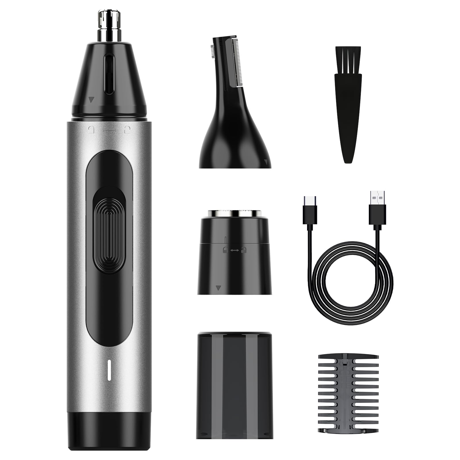 Dapsang Nose Hair Trimmer for Men Rechargeable USB Ear Nose Eyebrow Razor 3 in 1 Electric Facial Hair Trimmer Kit Waterproof Nasal Trimmer Painless Hair Clippers Shaver for Easy Cleansing