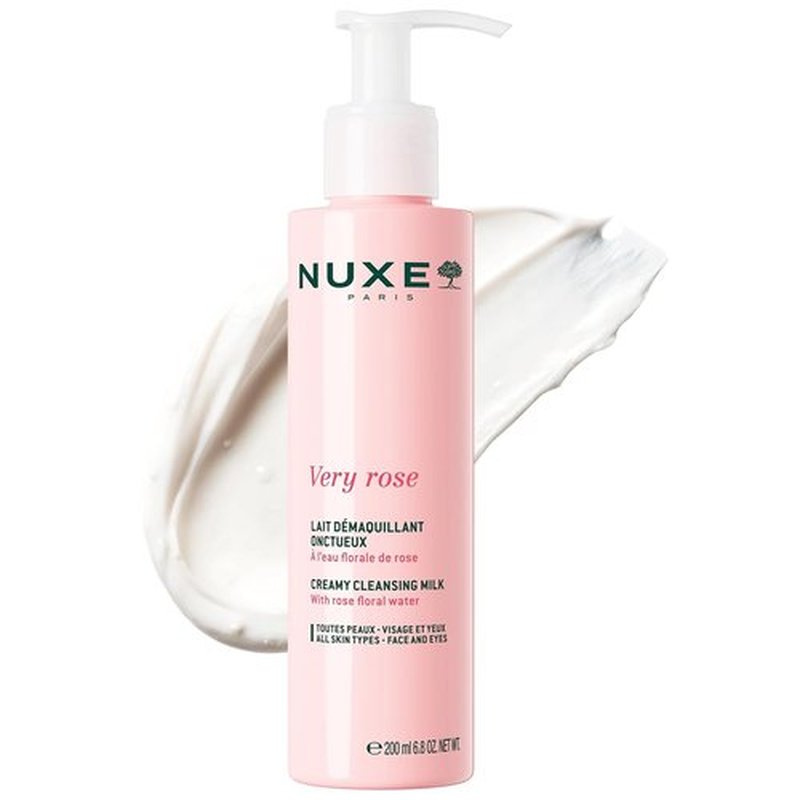 Nuxe Very Rose Creamy Cleansing Milk - Gentle Make-Up Remover with Rose Floral Water | 6.8 Fl Oz