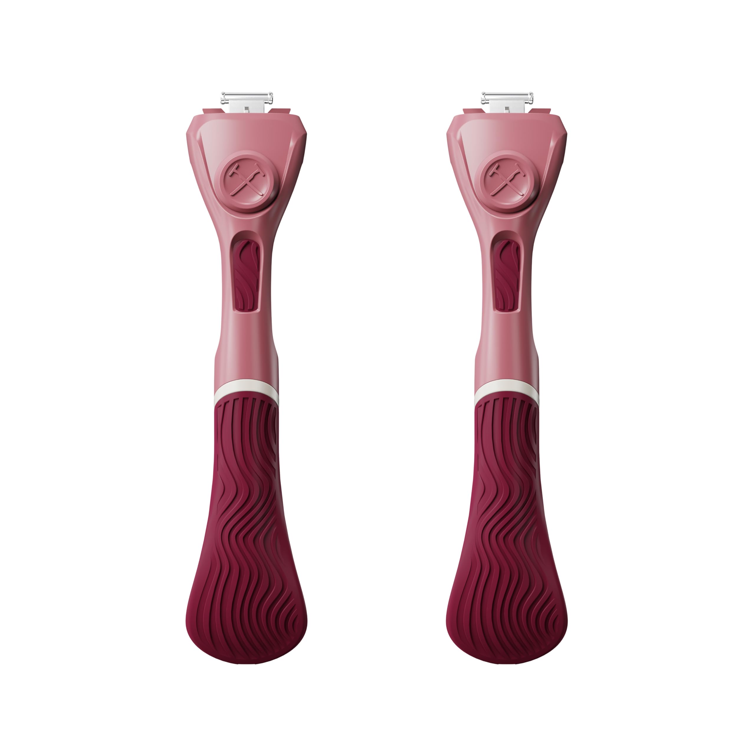 Dollar Shave Club For Women | Maroon Wavy Grip Handle 2 Pack | Lightweight, Ergonomic Handles for Every Curve, Corner, and Tricky Spot | Razors for Women, Womens Razors for Shaving