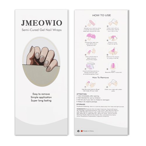 JMEOWIO Gel Nail Stickers Bow Cat Eyes Semi Cured Gel Nail Strips Wraps UV/LED Nails Art Design Decoration Accessories