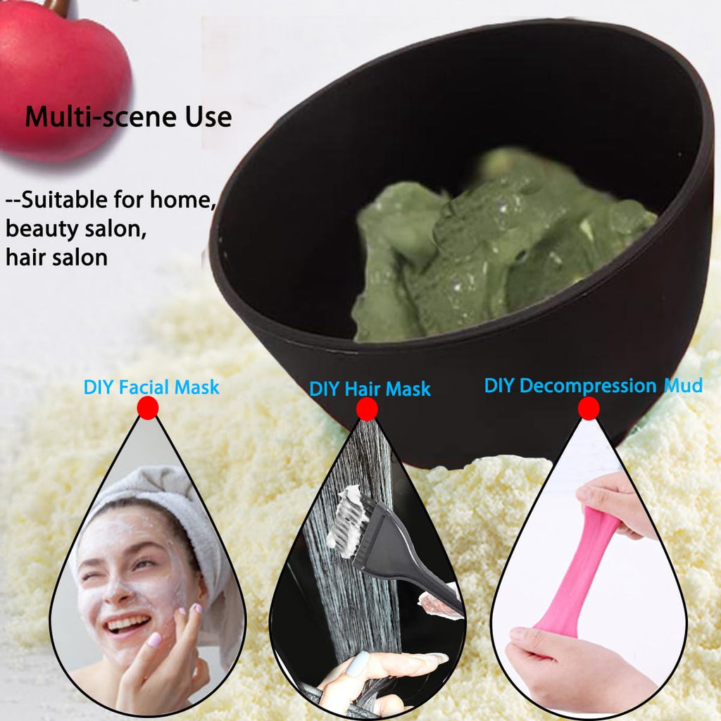 PLINNILUY 5 Pcs Diy Face Mask Mixing Bowl, Home Use Silicone Facial Mask Mixing Bowls Set Plastic Facial Mask Mixing Masks Set - DIY Skincare Mixing Tool Kit (Black-5Pcs)