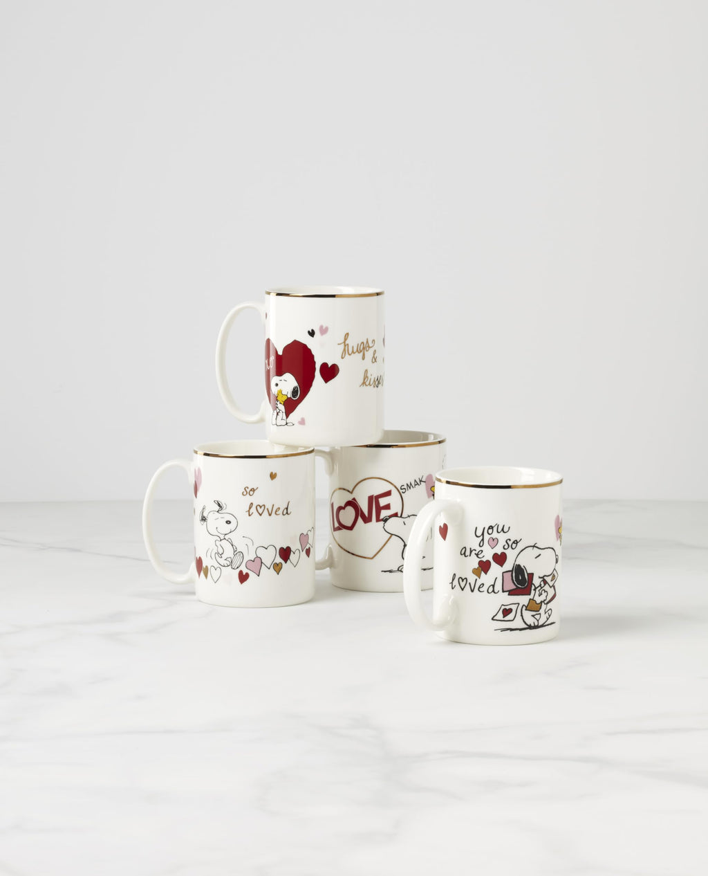 Lenox Snoopy Valentine's Day Entertaining Collection, Mug Set, 4-Piece