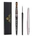 A&K L'YDIA Acylic Nail Brush-2pcs Pure Konlisky Sable hair Crimped Oval Nail Art Brush Black Metal handle with Nail Files for Professional acrylic Application Manicure Crystal Powder Pedicure
