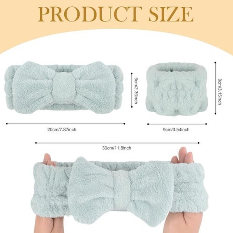 Skincare Microfiber Headbands by Spa - Soft & Stretchable Makeup Hair Bands | Washable Terry Cloth, Cute Bowtie Design, 5-Pack