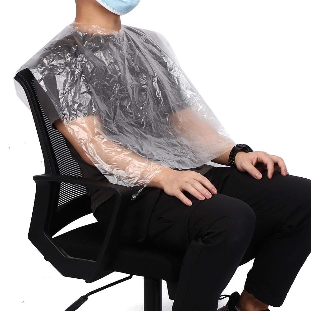 ZJchao 50pcs Disposable Hairdressing Cape, Adjustable and Clear Barber Cape Cutting, Dyeing, Perming, Coloring, 64 x 82cm
