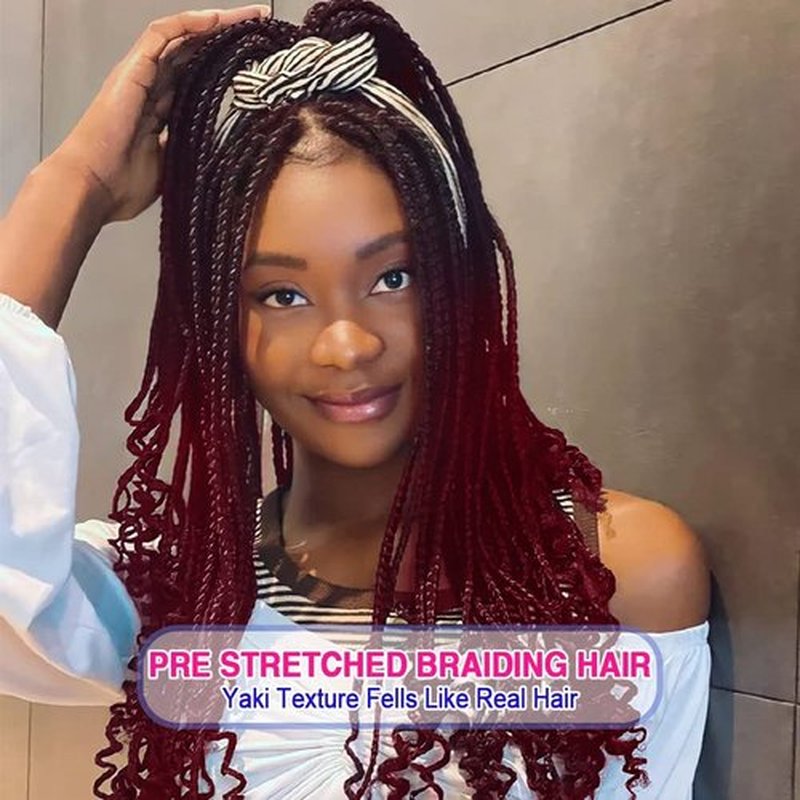 8 Pack Ombre Braiding Hair Pre Stretched - 20" 80G/Pack Premium Pre Stretched Braiding Hair Extensions, Professional Itch Yaki Texture Prestretched Hair(1Bbug)