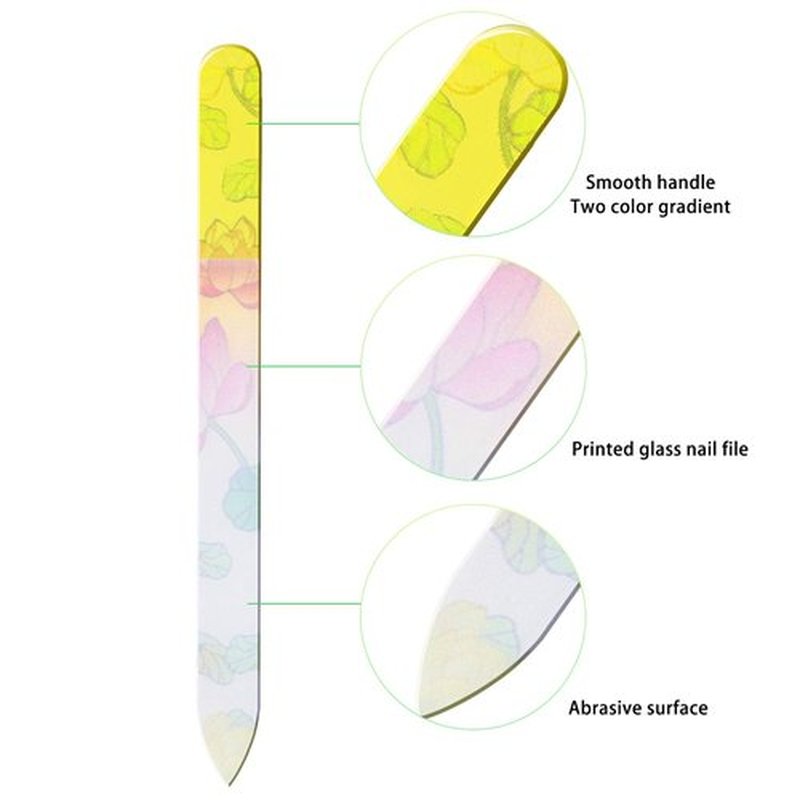 Mudder 5 Pack Glass Nail File with Case for Women Double Sided Crystal Fingernail File for Natural Nails Manicure Care Valentines Galentines Gift(Classic Pattern)