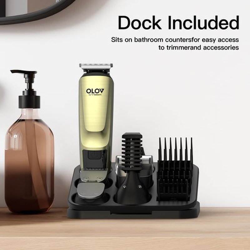 OLOV CYBER Cordless Beard Trimmer for Men, 17-in-1 Mens Grooming Kit, Electric Razor Shaver for Face Mustache Body & Nose Hair, with USB Charging Dock, IPX7 Waterproof, Gift for Dad Husband & Him