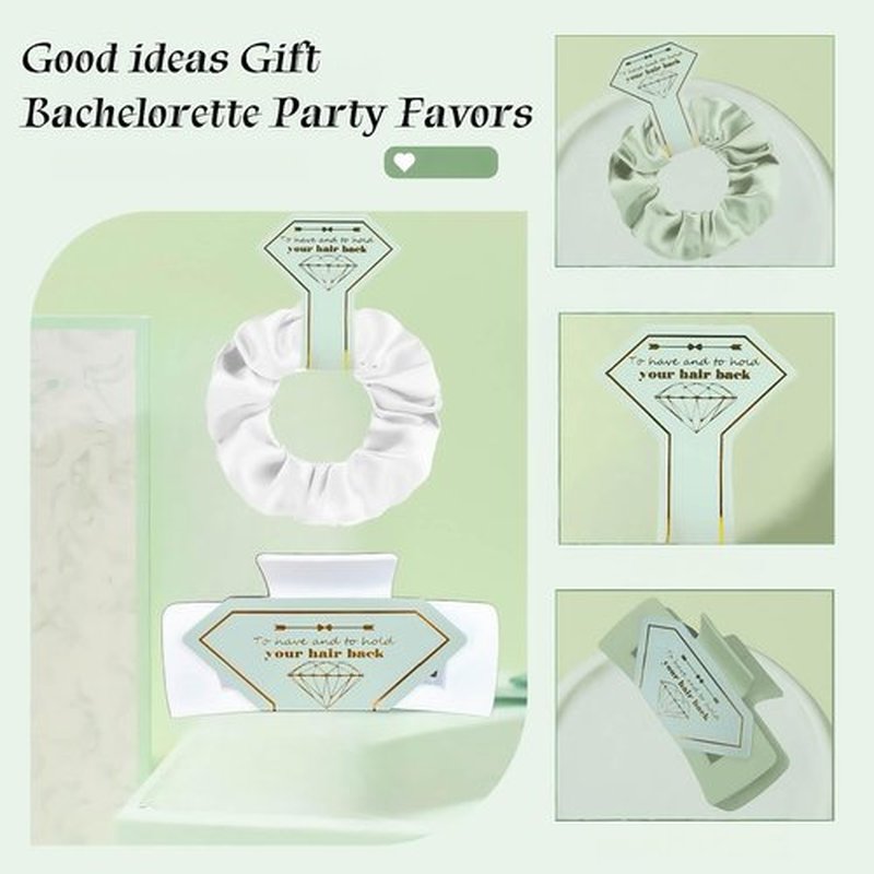 Featch Bridesmaid Proposal Gifts 6pcs Hair Claw Clips & 6pcs Satin Hair Ties Scrunchies Bachelorette Party Bridal Shower Present Good ideas Gift for Wedding Party Favors White&Sage Green