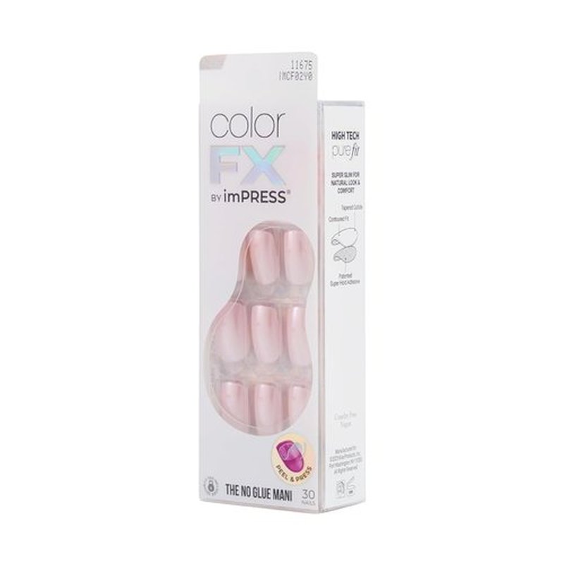 KISS Impress Color FX Press-On Nails - 30 Pcs Metallic Chrome & Cat Eye | Hassle-Free Application & Removal