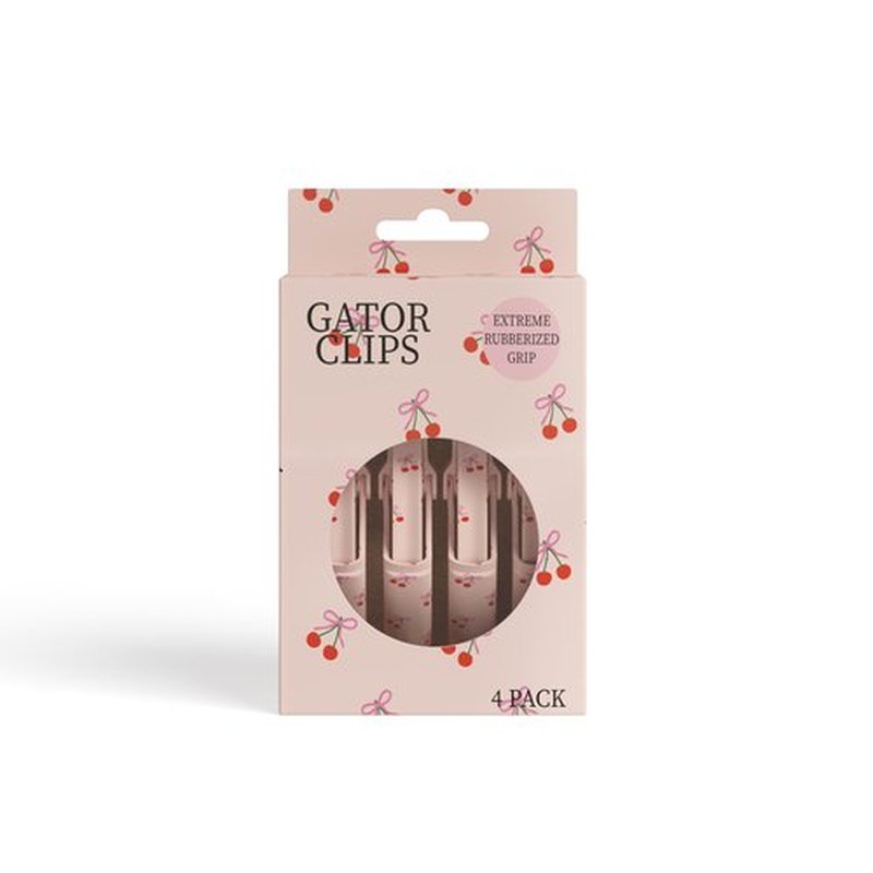Blush Essential Professional Alligator Hair Clips - 4pk Cute Cherry & Bow Design Hair Clips for Women, Gator Hair Styling Clips, Hair Sectioning Clips for Styling and Cut