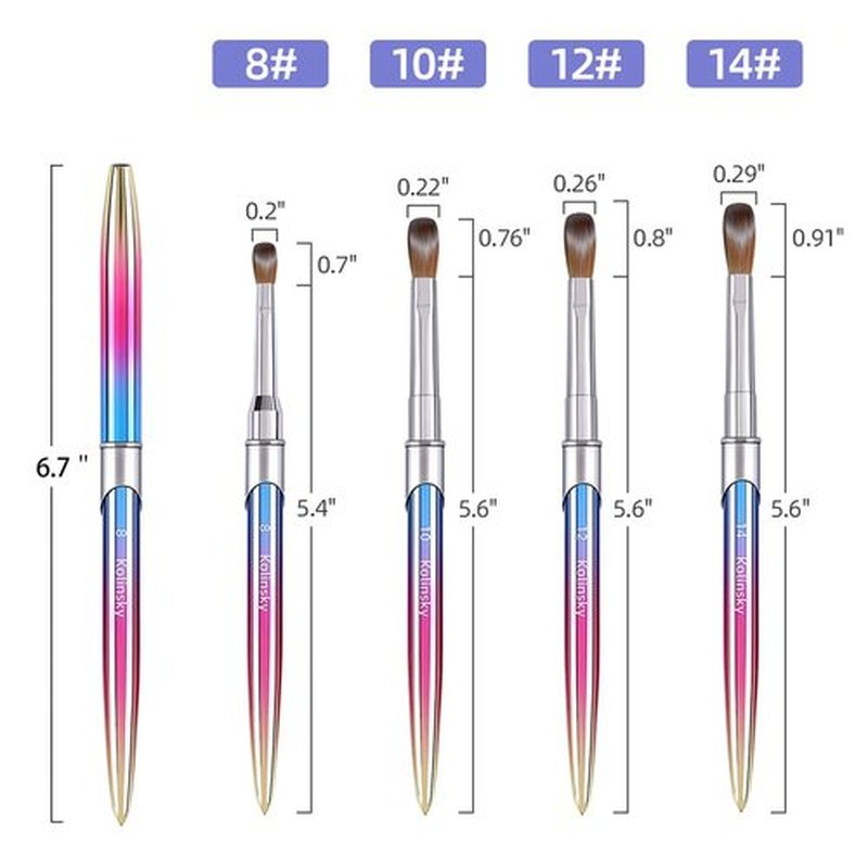 Acrylic Nail Brush 100% Kolinsky Hair Nail Brush Size 14, 3D Pure Handmade Round Shape Nail Brushes for Acrylic Application,Professional Nail Art Brush Manicure for Women